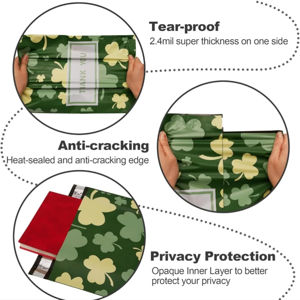 ✅️25 Ct  10x13 St Patrick's Day Shipping Bags for Clothing, Self-Seal Privacy